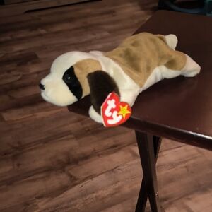 Ty Beanie baby Brown and White Plush Dog-Bernie